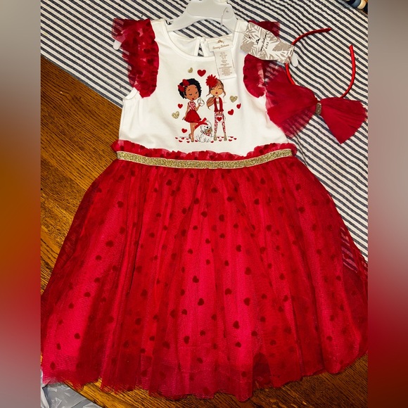 Tommy Bahama Other - New 3t Red Tommy Bahama Tulle Dress Heart Design Headband Valentines Day